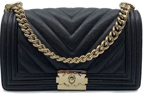 Chanel Boy Chevron Quilted Caviar Gold